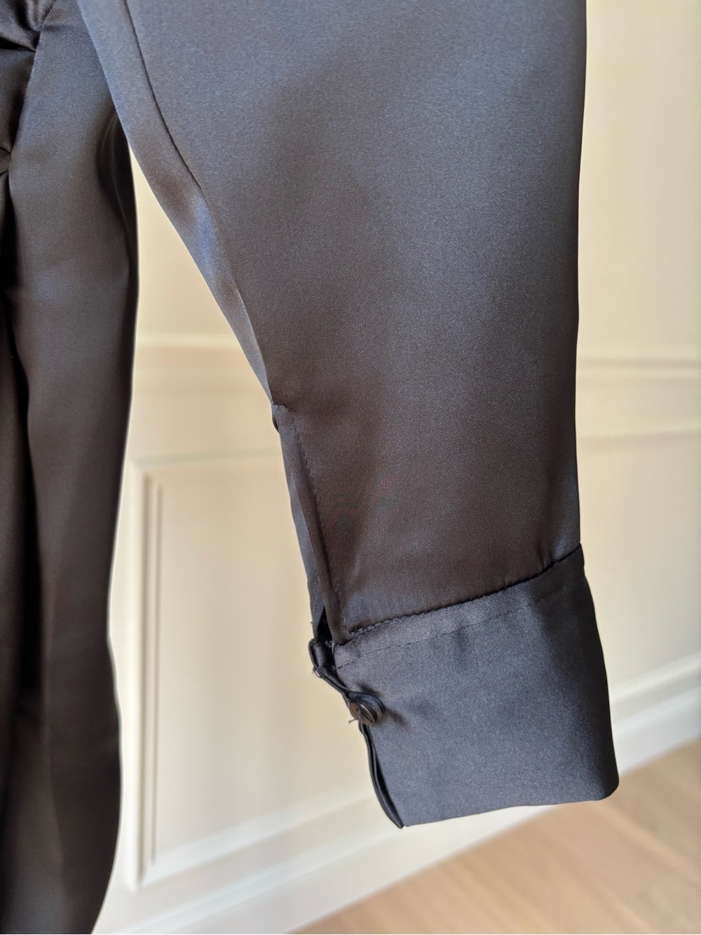 Zara Black Satin Button-Down Blouse - Picture 6 of 6